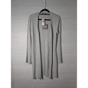 NEW Marled Reunited Clothing Silver Metallic Ribbed Duster Cardigan Bell Sleeve